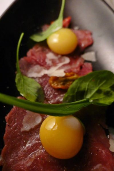 Angus Beef Carpaccio with quail egg